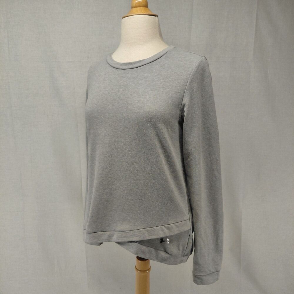 Under Armour LS Light Gray Sweatshirt w/ Hem Detail SZ M - Picture 2 of 6
